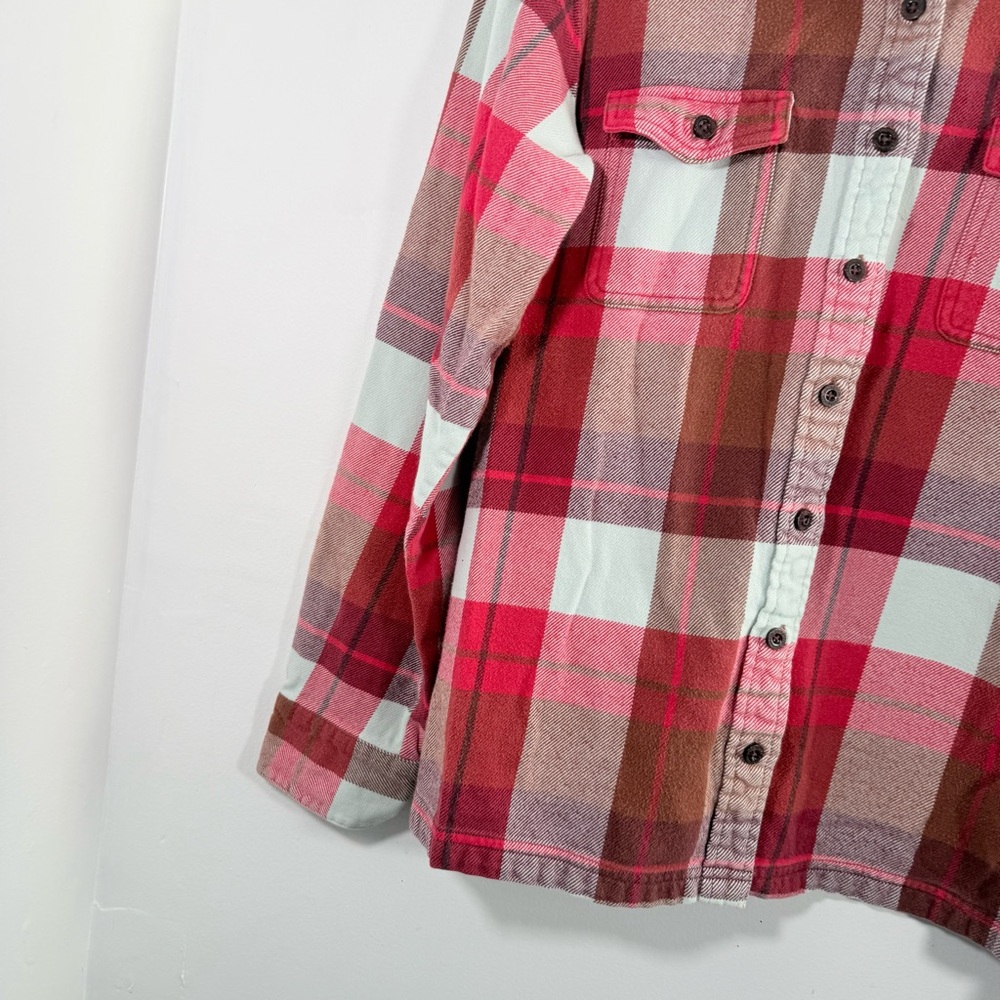 Patagonia Women’s Long Sleeve Fjord Flannel Button Down Shirt Red White 14 - Picture 2 of 10